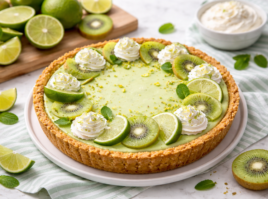 Lime and Kiwi Fruit Pie