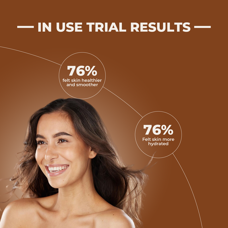 Woman with a brown background showing skin health improvement results.