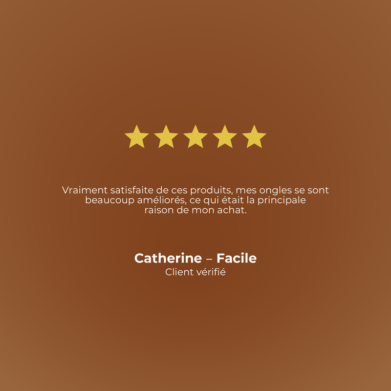 Five-star rating with a customer review on a brown background